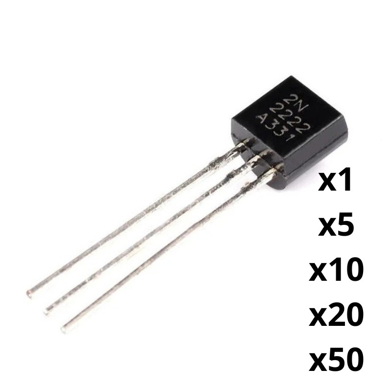 Transistor NPN 2N2222 de uso general en encapsulado TO-92