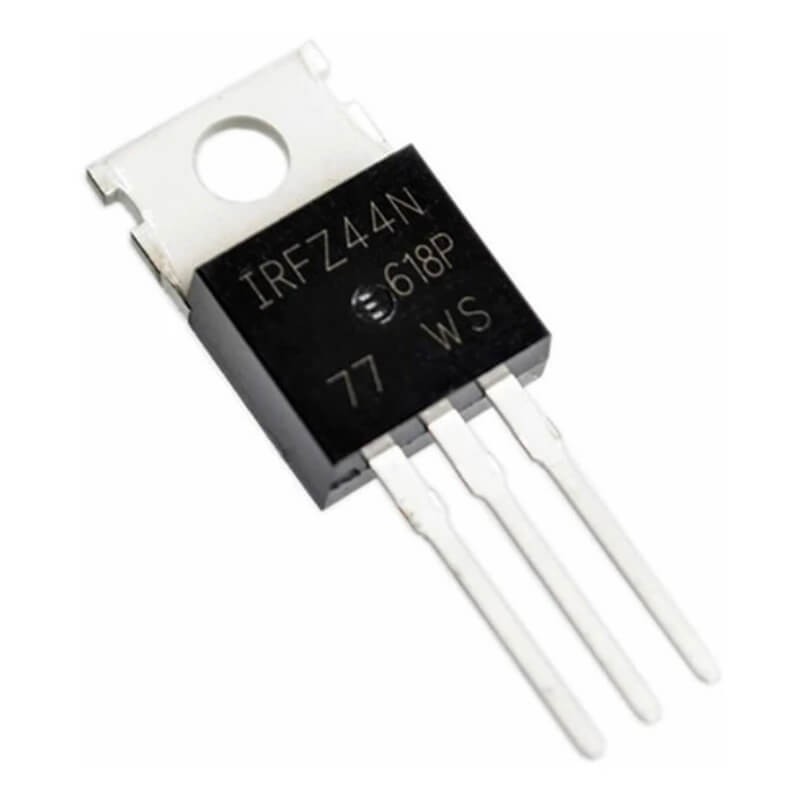 Transistor MOSFET IRFZ44N de alta potencia en encapsulado TO-220