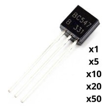 Transistor NPN BC547 de uso general en encapsulado TO-92