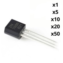 Transistor MOSFET de canal N 2N7000 en encapsulado TO-92