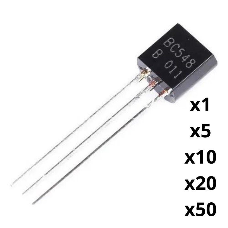 Transistor NPN BC548 de uso general en encapsulado TO-92